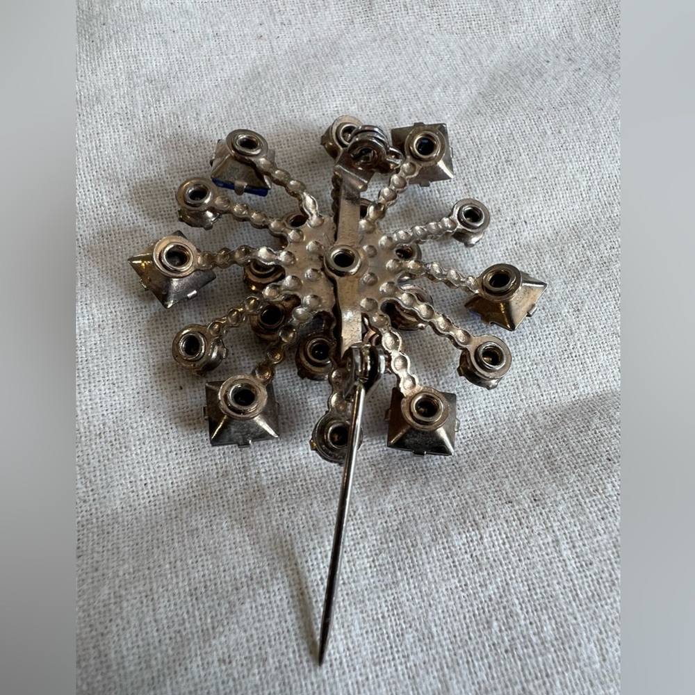 Antique Faux Sapphire and Gold Brooch. - Picture 4 of 4